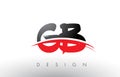 GB G B Brush Logo Letters with Red and Black Swoosh Brush Front