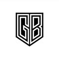 GB Logo monogram shield geometric white line inside black shield color design