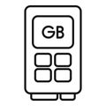 Gb memory board icon outline vector. Solid machine