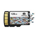 128gb memory card filled with photos isolated on transparent background Royalty Free Stock Photo