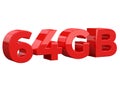 64GB is a storage capacity of sd cards, USB stick and digital media, white background isolated Royalty Free Stock Photo