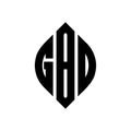 GBD circle letter logo design with circle and ellipse shape. GBD ellipse letters with typographic style. The three initials form a