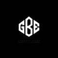 GBE letter logo design with polygon shape. GBE polygon and cube shape logo design. GBE hexagon vector logo template white and Royalty Free Stock Photo