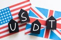 GBPUSD forex currency pair illustration. United Kingdom and American flag, with Pound and Dollar symbol. Royalty Free Stock Photo