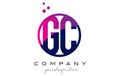 GC G C Circle Letter Logo Design with Purple Dots Bubbles