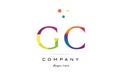 gc g c creative rainbow colors alphabet letter logo icon