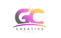 GC G C Letter Logo Design with Magenta Dots and Swoosh