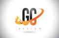 GC G C Letter Logo with Fire Flames Design and Orange Swoosh.