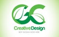 GC Green Leaf Letter Design Logo. Eco Bio Leaf Letter Icon Illus Royalty Free Stock Photo