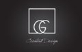 GC Square Frame Letter Logo Design with Black and White Colors.