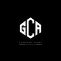 GCA letter logo design with polygon shape. GCA polygon and cube shape logo design. GCA hexagon vector logo template white and Royalty Free Stock Photo
