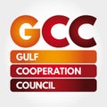 GCC - Gulf Cooperation Council acronym business concept background Royalty Free Stock Photo