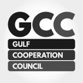 GCC - Gulf Cooperation Council acronym business concept background