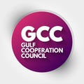 GCC - Gulf Cooperation Council acronym, business concept background Royalty Free Stock Photo