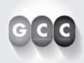 GCC Gulf Cooperation Council - regional, intergovernmental political and economic union, acronym text concept background