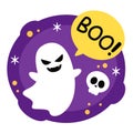 Cute ghost floating for Trick or Treat. Funny spooky boo character.