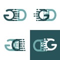 GD letters logo with accent speed in gray and dark green