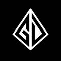 GD logo letters monogram with prisma shape design template