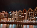 GdaÃâsk at night. Beautiful city on the Baltic Sea at night. Evening view over the river the Old Town in Gdansk, Poland. Royalty Free Stock Photo