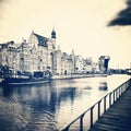 Gdansk architecture. Artistic look in vintage cyanotype style.