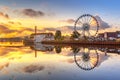 Gdansk with beautiful old town over Motlawa river at sunrise, Poland Royalty Free Stock Photo