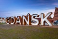 Gdansk city outdoor sign at Olowianka island Royalty Free Stock Photo