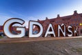 Gdansk city outdoor sign at Olowianka island Royalty Free Stock Photo