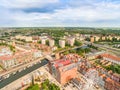 Gdansk - cityscape of the bird`s eye view. New Motlawa and StÃâ¦giewna gate and buildings of Granary Island.