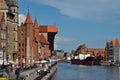 Gdansk, crane, old buildings and river