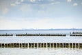 Gdansk Harbor skyline and sea birds