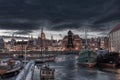 Gdansk Harbour of the Motlawa river before the thunderstorm Royalty Free Stock Photo