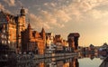 Gdansk harbour at sunrise Royalty Free Stock Photo