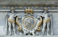 Gdansk Historic Building Exterior With Coat Of Arms Of Poland Royalty Free Stock Photo