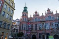 Gdansk, North Poland - August 15, 2020: Polish architecture in the old town at the famous city center