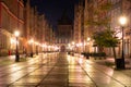 Gdansk - October 31, 2020: Architecture of the Long Lane in Gdansk old town by night, Poland Royalty Free Stock Photo