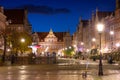 Gdansk - October 31, 2020: Architecture of the Long Lane in Gdansk old town by night, Poland Royalty Free Stock Photo