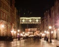 Gdansk old city at night. Christmas eve. New Year decorations. Poland