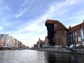 Gdansk old city in Poland with the oldest medieval port crane (Zuraw) in Europe. Old Town in Gdansk, Poland Royalty Free Stock Photo