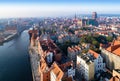 Gdansk old city, Poland. Aerial skyline at sunrise Royalty Free Stock Photo