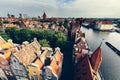 Gdansk Old Town and Motlawa seen from the top of tower. Royalty Free Stock Photo