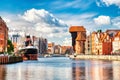 Gdansk Old Town View Over Motlawa River During a Sunny Day Royalty Free Stock Photo