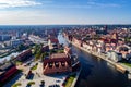 Gdansk, Poland. Aerial skyline with Motlawa River, bridges and m