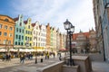 Gdansk, Poland, April 15, 2018: Facade of beautiful typical colorful houses buildings