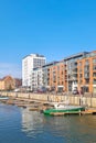 Gdansk, Poland, April 24, 2023: modern houses with moorings for boats in Gdansk. Royalty Free Stock Photo