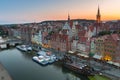 Gdansk, Poland - August 21, 2019: Beautiful sunset over the old town of Gdansk, Poland. Gdansk is the historical capital of Polish Royalty Free Stock Photo