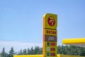 Oktan petrol station banner at highway with fuel prices in Poland