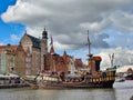 Old style tourist ship used for off shore trips in Gdansk Royalty Free Stock Photo