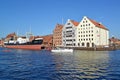 GDANSK, POLAND. The ship Soldek stands at the pier of the Central Maritime Museum. Polish text - Soldek