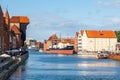 GDANSK, POLAND - AUGUST 25, 2014: SS Soldek ship - polish coal and ore freighter. On Motlawa River at National Maritime