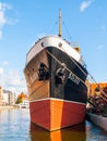 GDANSK, POLAND - AUGUST 25, 2014: SS Soldek ship - polish coal and ore freighter. On Motlawa River at National Maritime